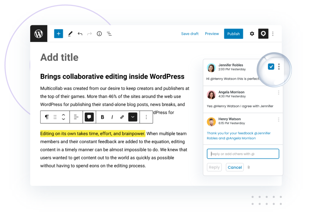Comment Resolution in WordPress Draft