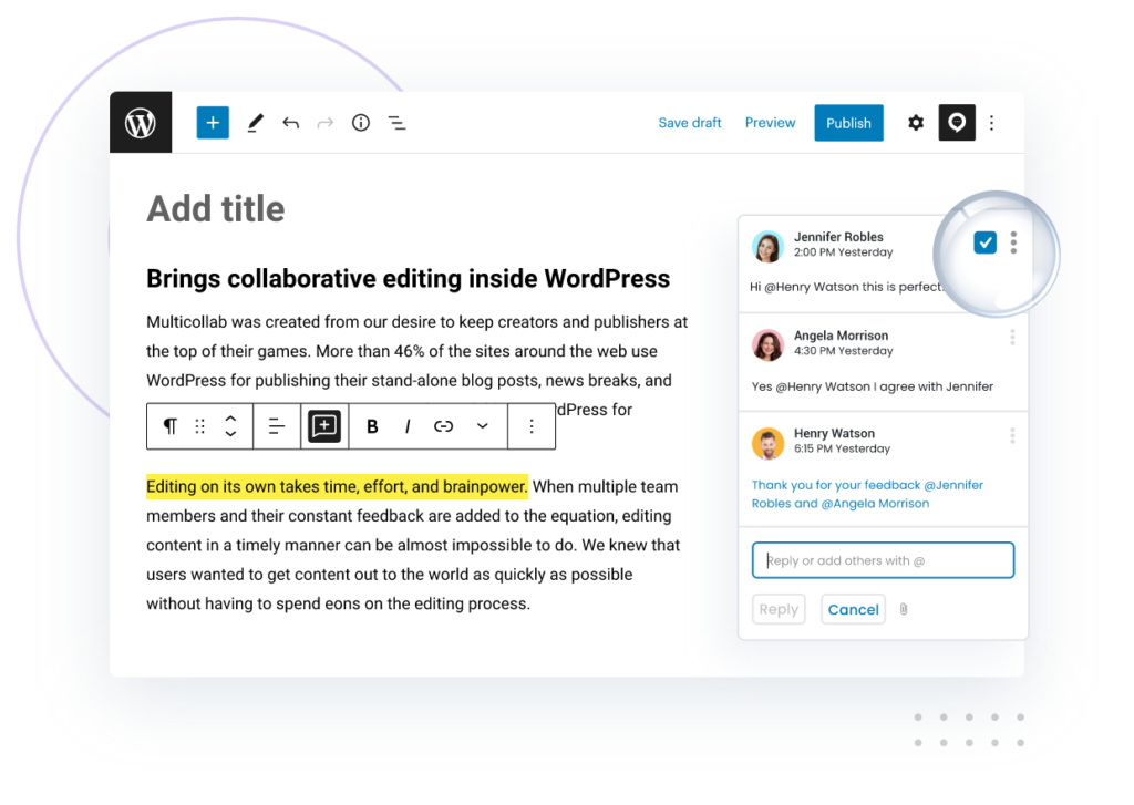Comment Resolution in WordPress Draft