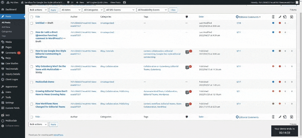 Multicollab dashboard to view recent activity on all drafts at once