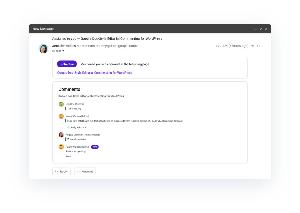 Email Notification of Comment in WordPress
