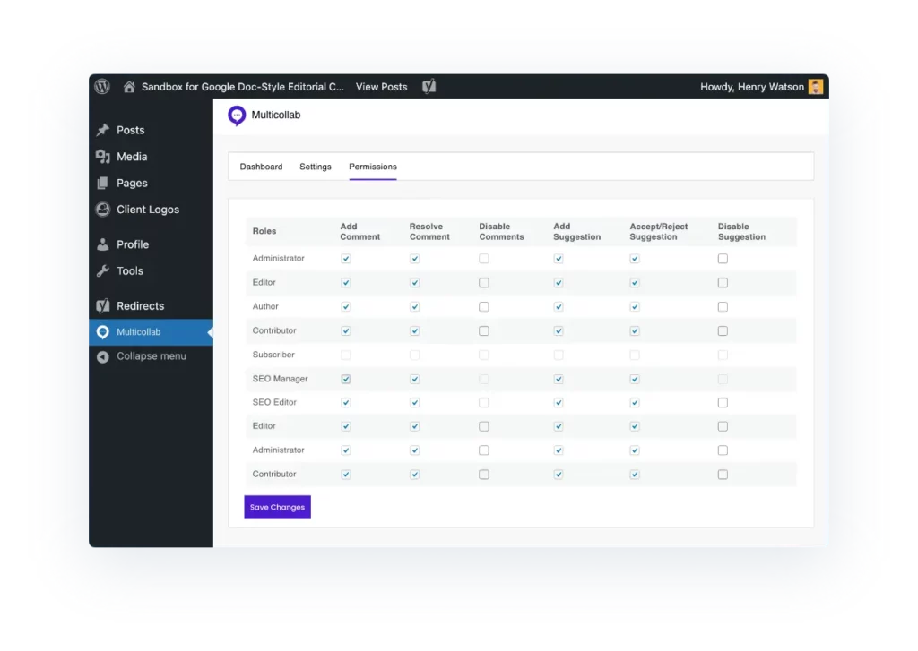 Manage User's Editing Permissions