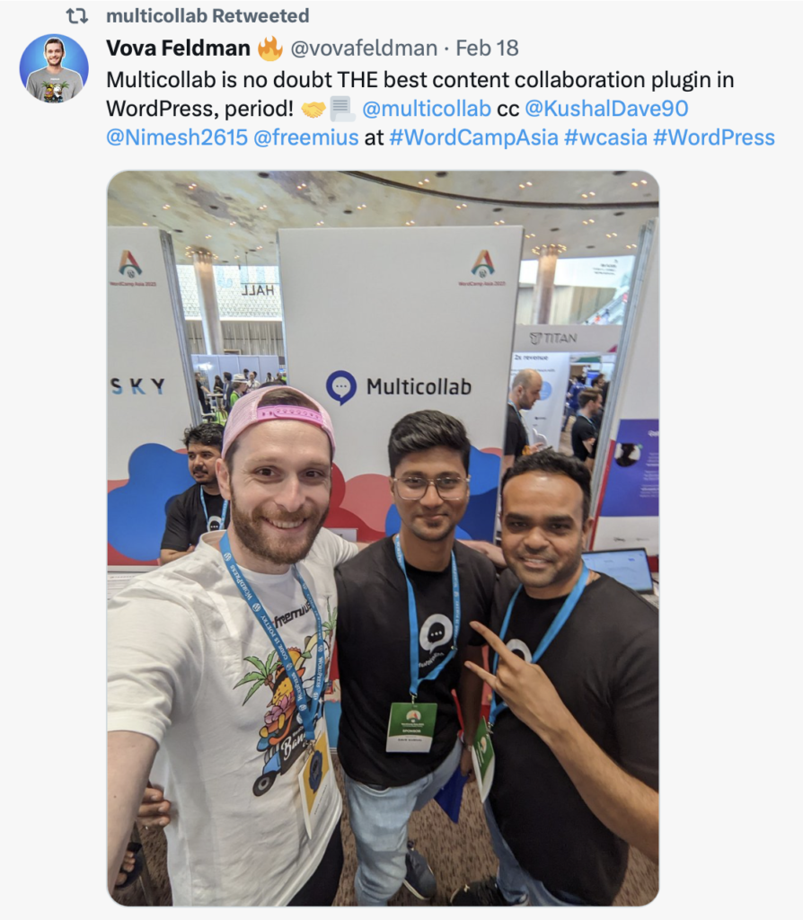 Multicollab booth selfies at WordCamp Asia 2023 in Bangkok, Thailand