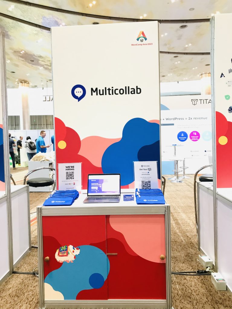 Multicollab booth at WordCamp Asia 2023 in Bangkok, Thailand