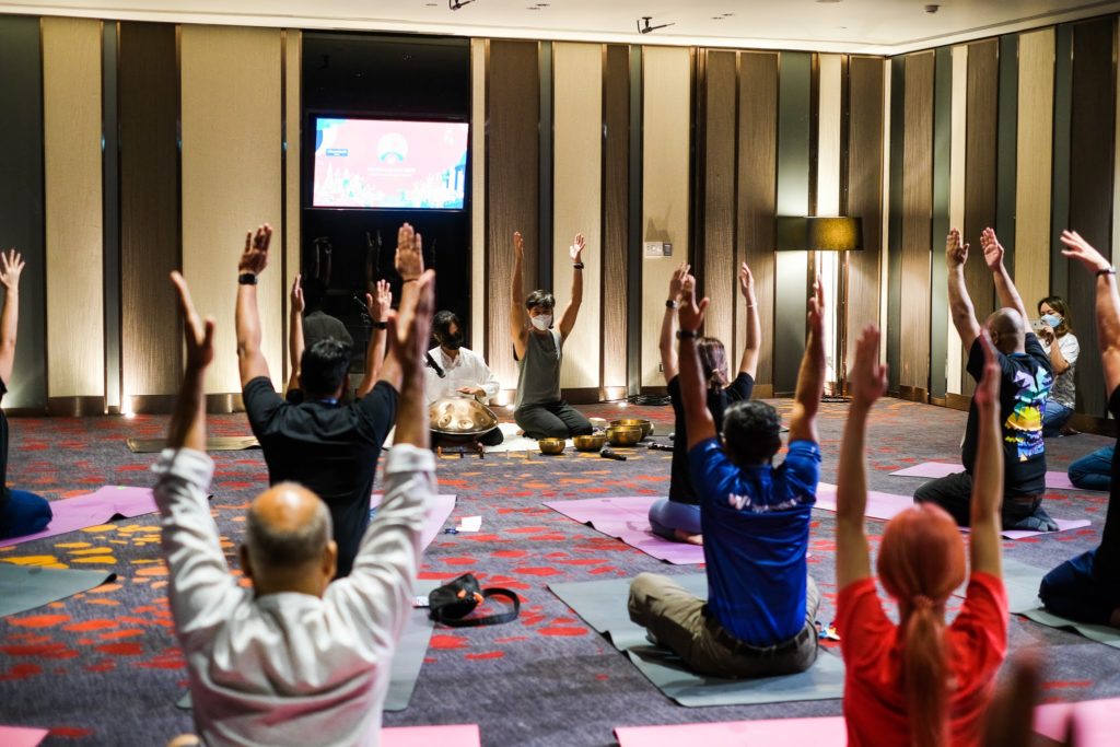 Yoga/meditation at WordCamp Asia 2023 in Bangkok, Thailand