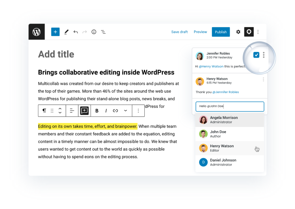 Editorial Team Collaboration in WordPress Editor