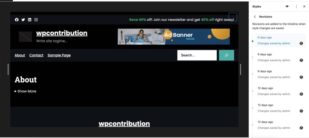 Global styles in WordPress 6.3 for full site editing mode