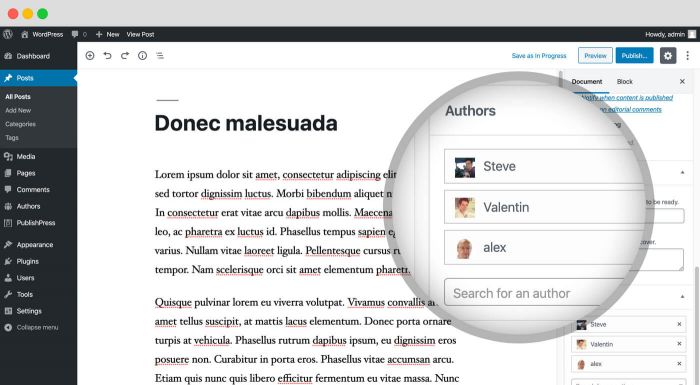 WordPress authors settings