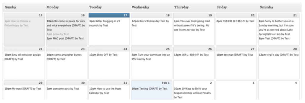 Editorial Calendar Plugin
