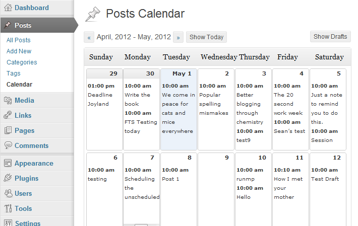 Editorial Calendar Plugin