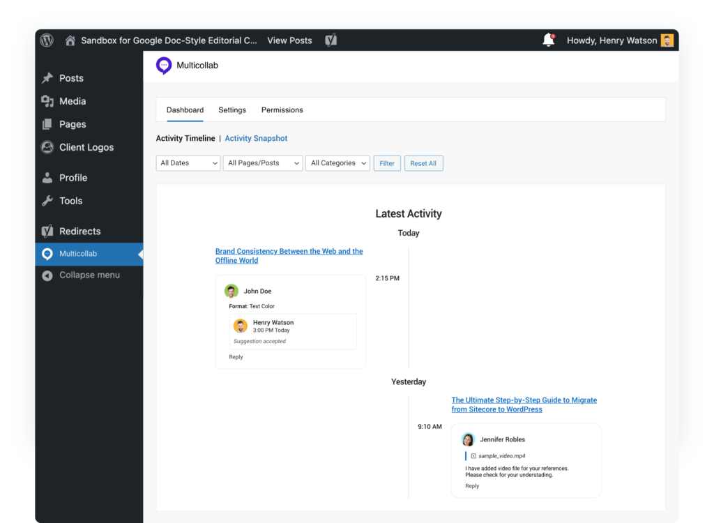 Audit Trail with User Activity reports wireframe by Multicollab