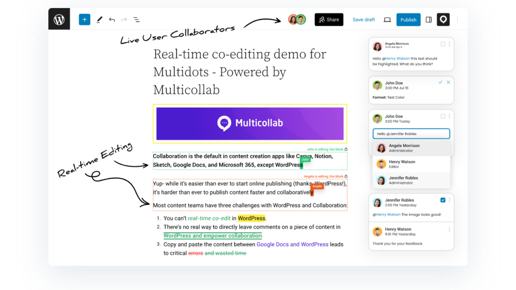 Multicollab real-time editing