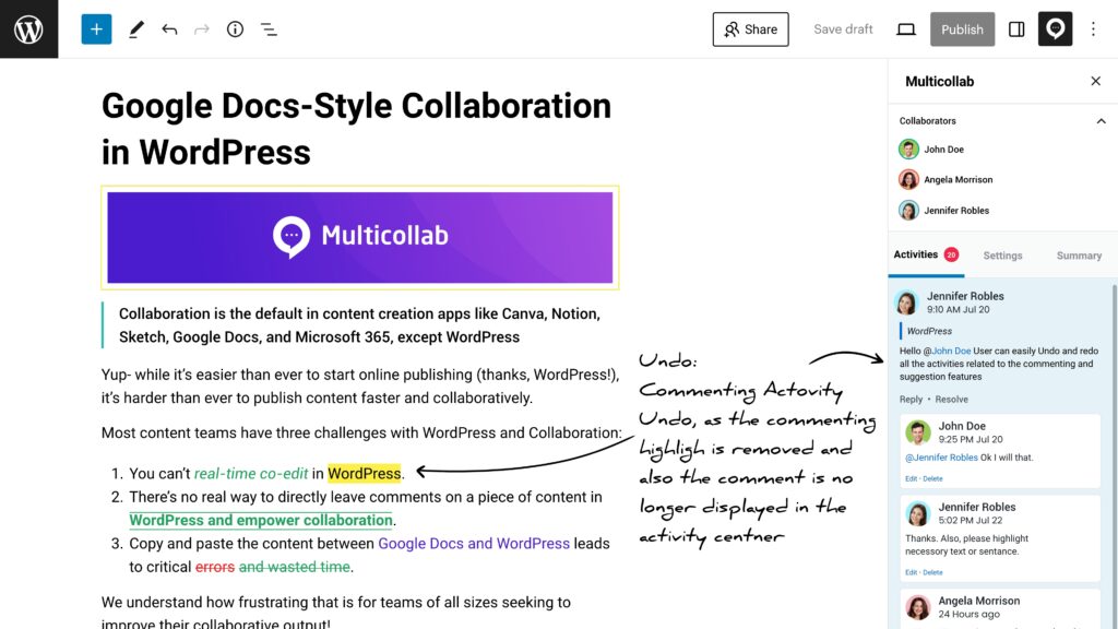 Multicollab - Undo and Redo functionality is now compatible with all default Gutenberg blocks