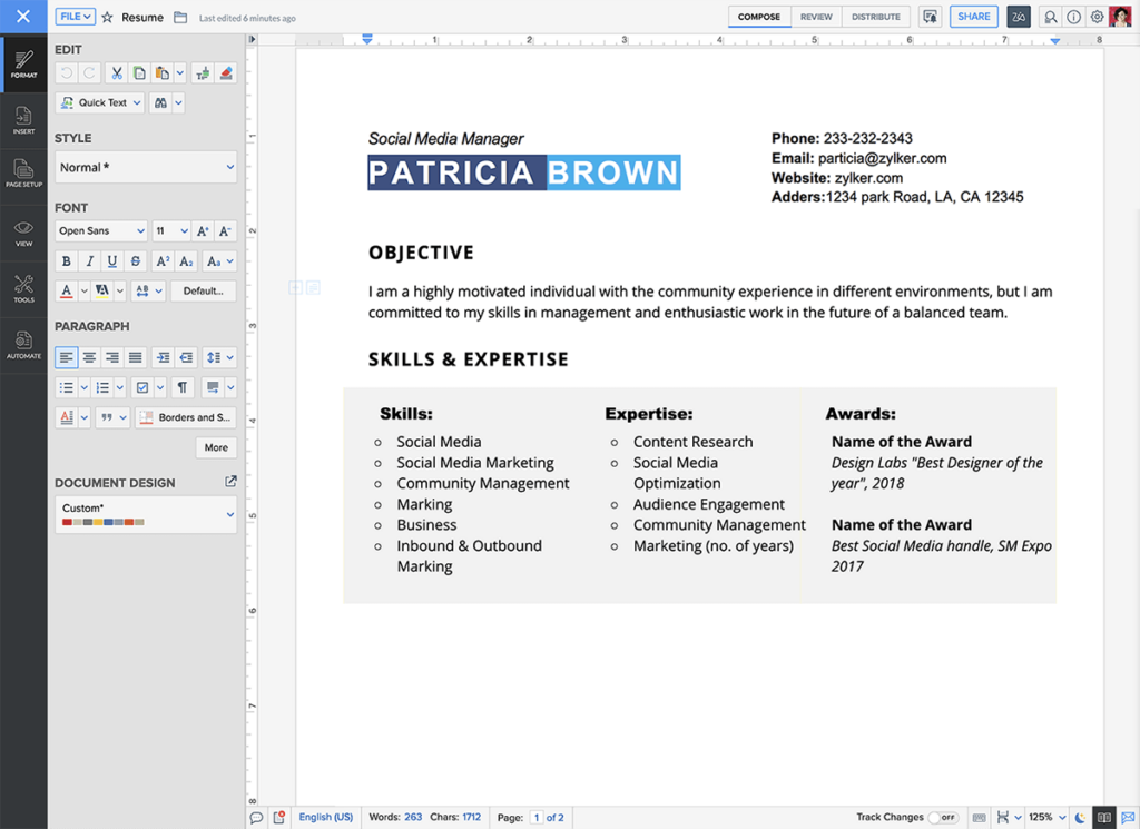 Zoho Writer