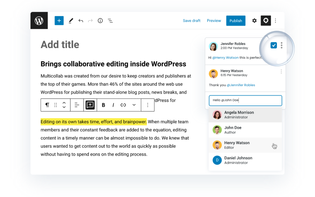 Editorial Team Collaboration in WordPress Editor