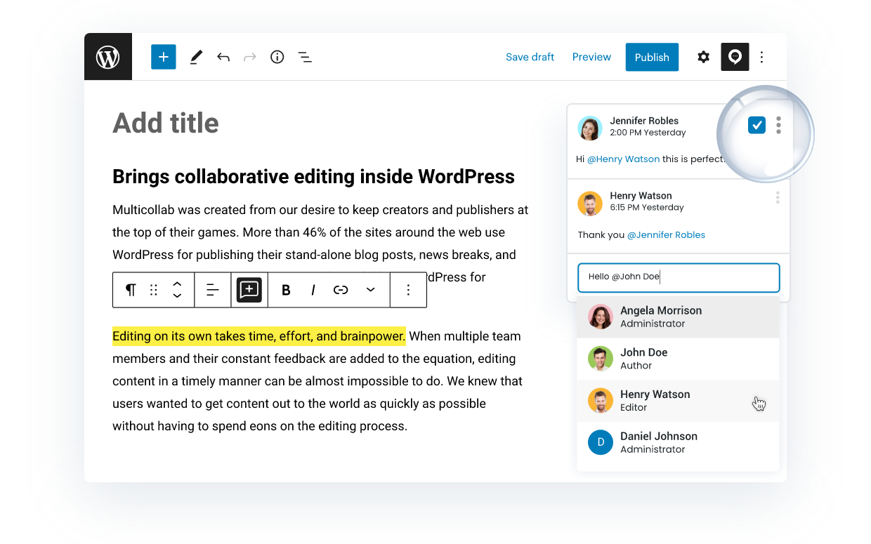 Editorial Team Collaboration in WordPress Editor