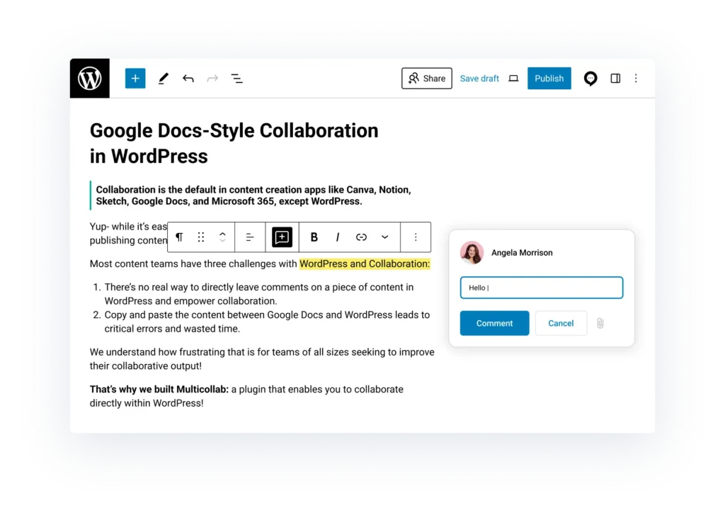 Inline Comment in WordPress Draft