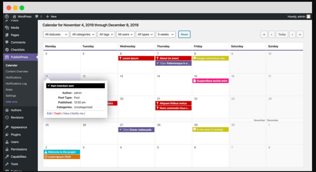 PublishPress content calendars