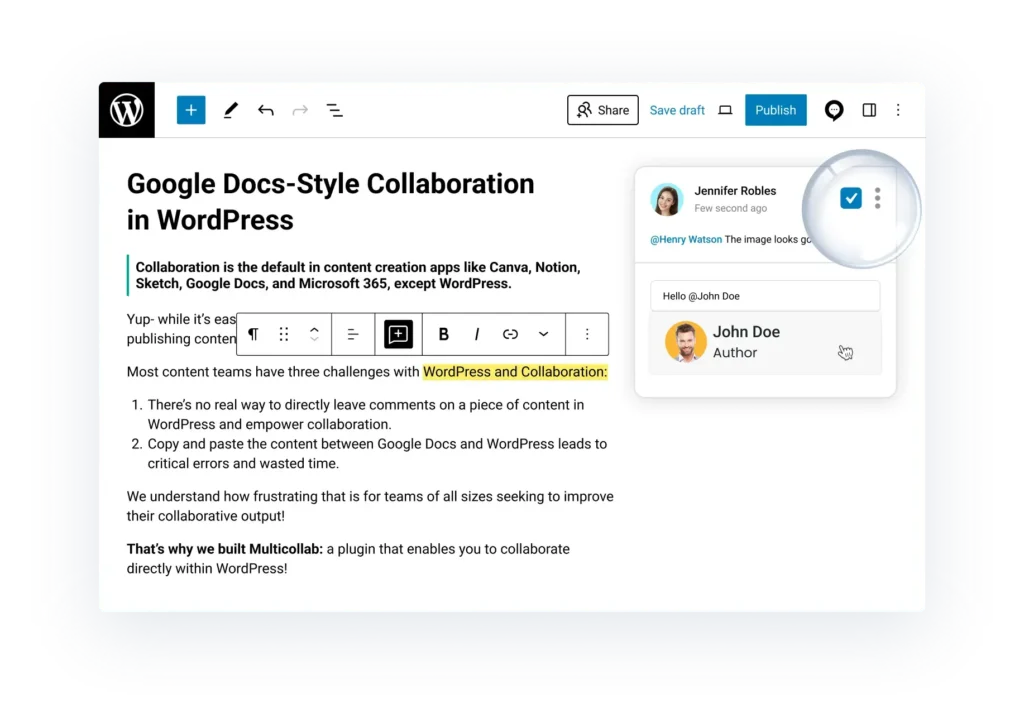Editorial team collaboration in wordpress