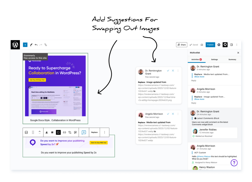 Multicollab 4.2 Users can now suggest changes for swapping out pictures/images