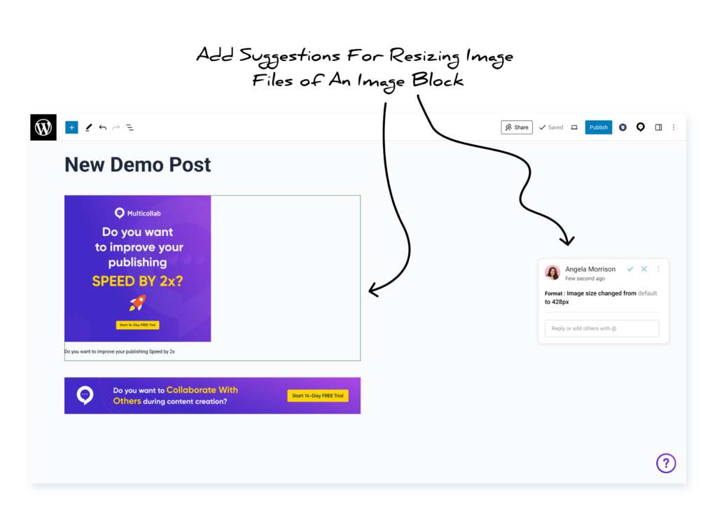 Multicollab 4.2 Users can now suggest edits for cropping images within an Image Block