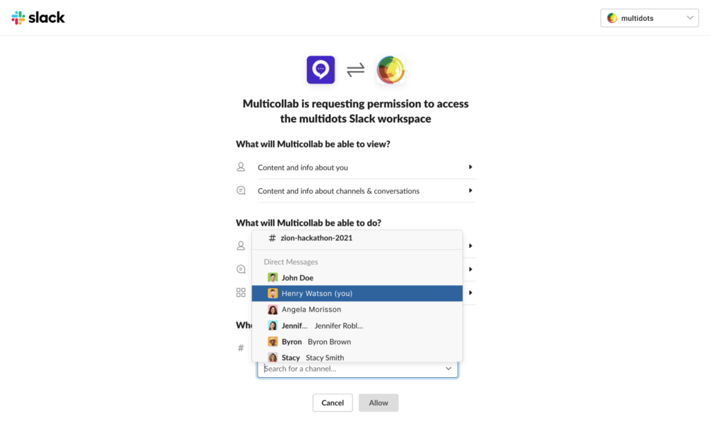 Multicollab Slack Integration
