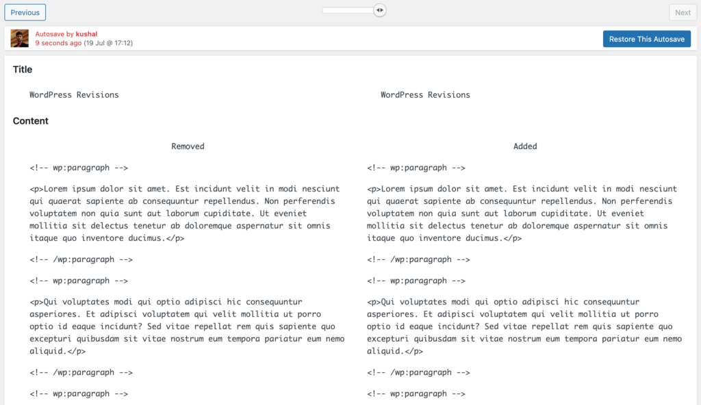 access revisions on your WordPress pages and posts