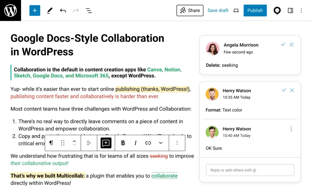 Multicollab Suggestion Mode feature in action