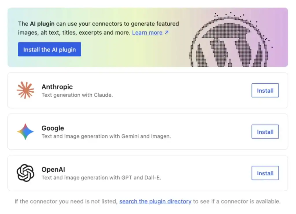 WordPress 7.0 AI connectors